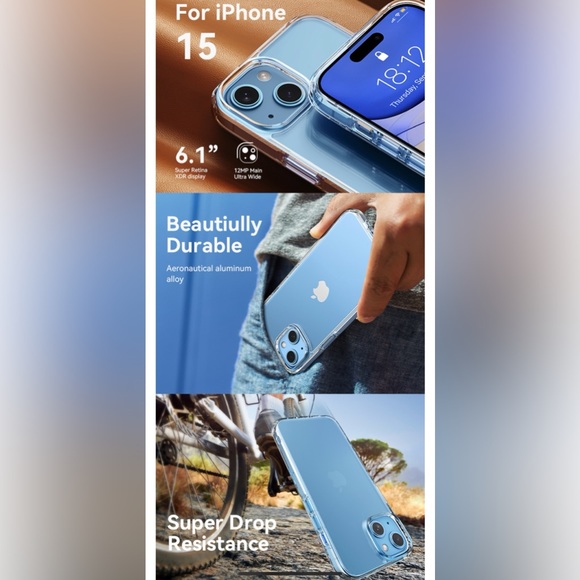 New! Unopened! 5 in 1 for iPhone 15 Case, with 2 Tempered Glass Screen Protector - Picture 12 of 13